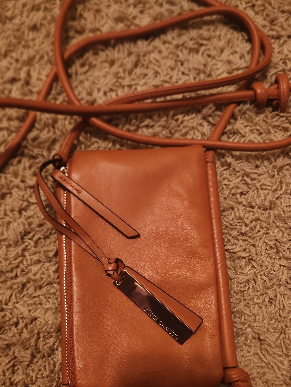 Leather Crossbody Bag in Tan By Vince Camuto